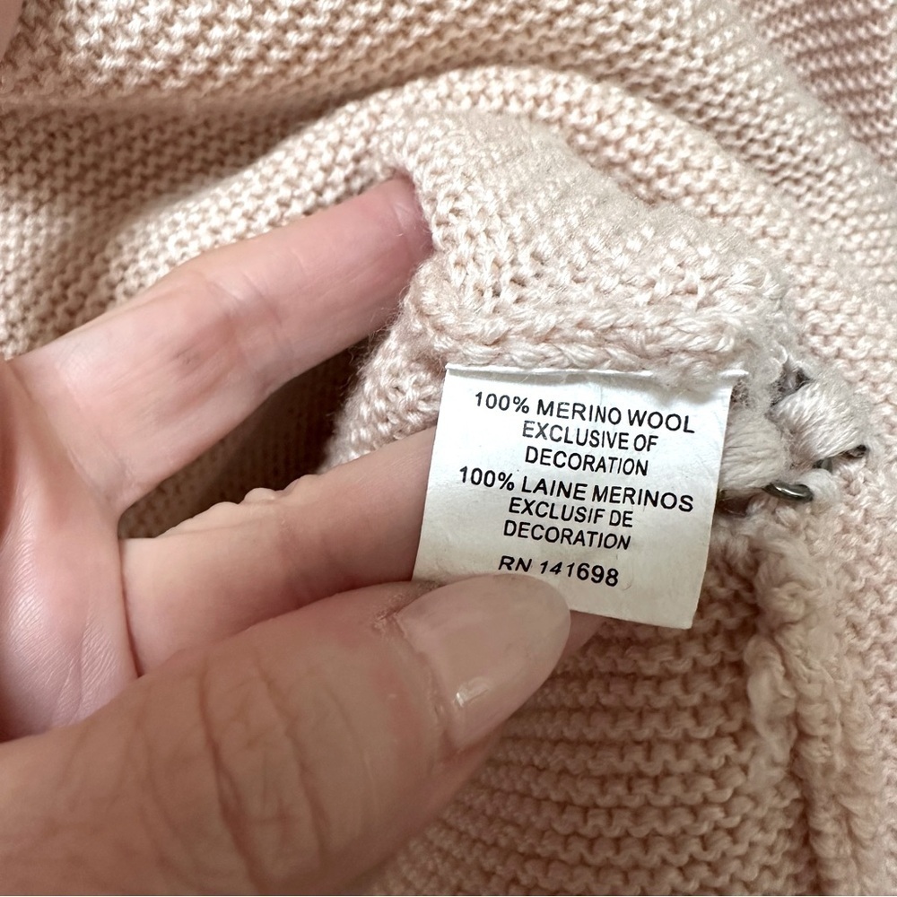 RAMY BROOK Kelly Sweater Blush Pink Pullover Fringe 100% Merino Wool - Picture 7 of 10
